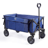 TIMBER RIDGE Tailgate Collapsible Folding Wagon Cart, Heavy Duty Utility Push Pull Beach Wagon Foldable, Outdoor Grocery Cart with Side Pockets for Camping, Garden, Shopping, Holds 225 lbs, Blue TIMBER RIDGE