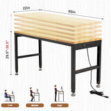 Antifir 60" Heavy Duty Workbench 1800 Lbs Capacity Solid Wood Working Bench Adjustable Height Work Tables with Power Outlets for Garage Shop Home Office Antifir