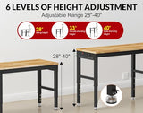 MUWOOD 72”Heavy Duty Work Bench, 2-Layer Adjustable Workbench, 5000 LBS Capacity Work Bench with Power Outlet & Pegboard, Rubber Wood Work Table for Garage, Workshop, Office, Home MUWOOD