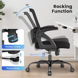 AnyGod Big and Tall Office Chair, Ergonomic Desk Chair Mesh Mid Back with Comfy Lumbar Support Swivel Task Executive Chairs with Wheels, Flip up Arms for Home, Office, Study AnyGod