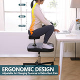LHOOCX Meditation Chair ADHD Chair Ergonomic Cross Legged Chair with Wheels,Kneeling Chair for Office and Home,ADHD Chairs for Adults (Black) LHOOCX