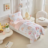 Joyreap 4 Piece Toddler Bedding Set- Pink Rainbow Lovely Design, Microfiber Toddler Bedding Comforter Set for Kids Girls Joyreap
