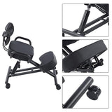 Ergonomic Height Adjustable Breathable Kneeling Chair Back Support Kneeling Chair with Leather Cushion Comfortable Mesh Backrest, Spine Alignment Support Zerone