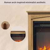 Innoflame 28" Electric Fireplace with Mantel, Freestanding Electric Fireplace w/Realistic Flame & Logs, Remote Control, Timer, Adjustable 4 Flame Brightness, Indoor Fireplace for Living Room, 1400W Innoflame
