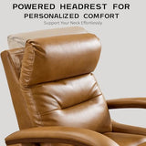 AEDI Genuine Leather Zero Gravity Power Recliner Chair with Triple-Motor System, Adjustable Headrest & Lumbar Support, USB & Type-C Charging,Camel