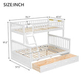 Harper & Bright Designs Convertible Wood Twin Over Full Bunk Bed with 2 Storage Drawers and Ladder - Can Be Divided Into Two Daybeds, White Harper & Bright Designs