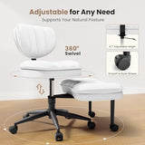 Cross Legged Office Chair, Ergonomic Cloud Criss Cross Desk Chair, Meditation Chair with Wheels, Height Adjustable Seat for ADHD, Wide Kneeling Chair with Back Support, Corduroy Fabric, White HOMRELEXA