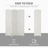 HOMCOM Room Divider, 3 Panel Folding Privacy Screen, 6FT Tall Portable Wicker Weave Partition Wall Divider for Bedroom, Home Office, White HOMCOM