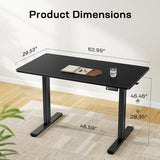 Marsail Electric Standing Desk with One-Piece Desktop,63 x 30 inch Height Adjustable Office Gaming Computer Desk with Deeper Tabletop, Stand up Desk with 4 Memory Presets, table for Bedroom,2 Packages Marsail
