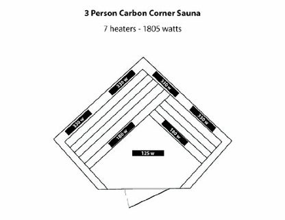 Radiant Saunas BSA1312 3-Person Cedar Corner Infrared Sauna w/ 7 Carbon Heaters