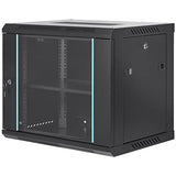 VEVOR 9U Wall Mount Network Server Cabinet, 15.5'' Deep, Server Rack Cabinet Enclosure, 200 lbs Max. Ground-Mounted Load Capacity, with Locking Glass Door Side Panels, for IT Equipment, A/V Devices VEVOR