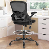 Drafting Chair, Tall Office Chair for Standing Desk, Ergonomic Standing Desk Chair with Flip-up Armrests, Counter Height Office Chair with Footrest and Adjustable Lumbar Support Chair Store