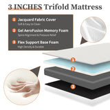 Sweetcrispy Tri-fold Memory Foam Mattress - 3 Inch Twin Size Portable Bed Pad, Foldable Floor Mat, Collapsible and Washable Cover with CertiPUR-US Certified, for Travel & Camping & Yoga Sweetcrispy
