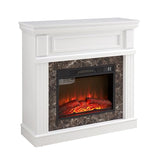43" Electric Fireplace with Mantel, TV Stand w/Freestanding Electric Fireplace Heater, Fireplace Mantel Wooden Surround for Living Room (White) ZEIINPA