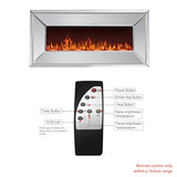 blingworld 36" Silver Mirrored Electric Fireplace, Modern Wall Mounted Electric Fireplace with Crushed Diamond Inlay, Freestanding Heater with Remote Control, 400 sq ft Heating Coverage blingworld
