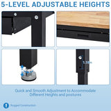 60 Inch Adjustable Work Table, 3000 Lbs Capacity Rubber Wood Tabletop Workbench, Heavy Duty Work Bench Table with 2 Drawers & Pegboard for Garage Woodworking Shop, with Power Outlet & Pegboard EliteEdge