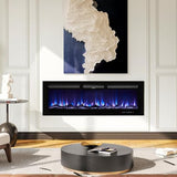 OneBlis Electric Fireplace, 50 inch Wide Recessed/Wall Mounted Electric Fireplace, Remote Control with Timer, 12 Adjustable Color Flame, Log Set & with Crystal Stone, 750/1500W OneBlis