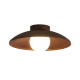 Jowjut Flush Mount Ceiling Light Fixture, Wooden Close to Ceiling Lights, 11.8-inch, Classic Walnut Finish, White Glass Shade, Vintage Light Fixtures for Hallway Living Room Jowjut