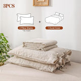Simple&Opulence 100% Linen Duvet Cover Set, 3 Pieces Belgian Flax Breathable Bedding, Queen Size 88''x92'' (1 Comforter Cover+2 Pillowshams) with Tie Closure Style,Linen Simple&Opulence
