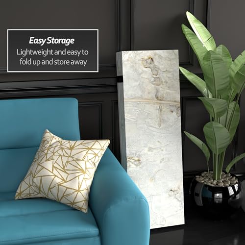 Red Lantern 4 ft. Short Double Sided Ivory Flowers Canvas Folding Screen 6 Panel Freestanding Partition and Separator for Modern and Contemporary Bedroom, Home Office, Studio, Dorm, Apartment Red Lantern