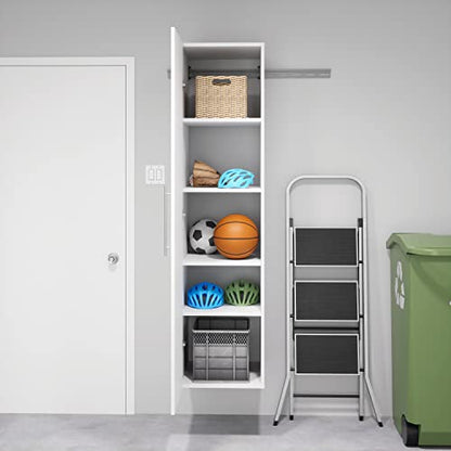 Prepac HangUps Narrow Wall Mounted Garage Storage Cabinet, Tall Storage Organizer Cabinet, 18" W x 72" H x 20" D, White