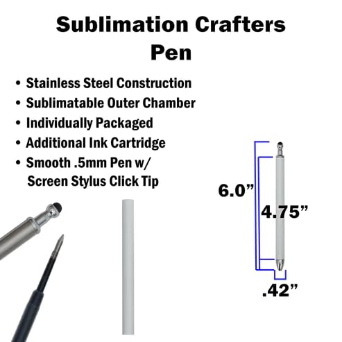 makerflo 12 Pieces Craftable Sublimation Pens | Craft-Ready for DIY Gifts & Personalization (Sublimation, Laser Engravable, UV DTF, Epoxy, Vinyl) - Not for DTF makerflo