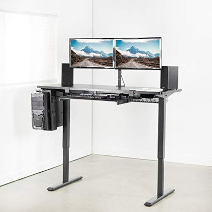 VIVO Electric Height Adjustable 60 x 24 inch Memory Stand Up Desk, Black Solid One-Piece Table Top, Black Frame, Touch Screen Preset Controller, 2E - WoodArtSupply