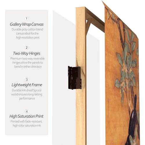 Oriental Furniture 6 ft. Tall Double Sided Chinese Landscapes Canvas Room Divider,Brown Red Lantern