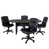 Flash Furniture Lake 5 Piece Rustic Gray Oval Conference Table Set with 4 Black LeatherSoft-Padded Task Chairs Flash Furniture
