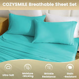 CozySmile Holtel Luxury Twin Size Sheet Set - 3 Piece Soft Microfiber Sheets for Twin Size Bed, 16" Deep Pocket Easy Care Wrinkle Free Cooling Bedding Sheet and Pillowcase Set, Turquoise CozySmile