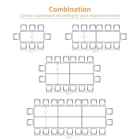 ECOTOUGE 6.5FT Conference Table, 78.7 inch Rectangle Meeting Seminar Table for 6-8 People, Modern Industrial Computer Desk with Spacious Desktop Business Tables for Home Office(Only Table) (Black) ECOTOUGE