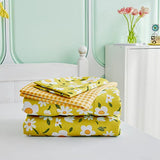 Uozzi Bedding 4 Pieces Yellow Girls Toddler Bedding Set White Floral Style - Includes Adorable Quilted Flower Comforter, Fitted Sheet, Top Sheet, and Pillow Case for Girls Bed UOZZI BEDDING
