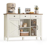 VASAGLE LIRY Collection - Buffet Cabinet, Coffee Bar Cabinet with 3 Drawers, Adjustable Shelves, Sideboard Storage with Cable Holes, Drawer Dividers, Rustic White and Honey Brown UBBK371W01V1 VASAGLE