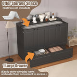 Swyanste Full Size Murphy Bed Cabinet: Black Horizontal Murphy Beds with Storage, Hidden Cabinet Bed Full for Small Spaces, 2 in 1 Murphy's Beds with Charging Station(Black) Swyanste