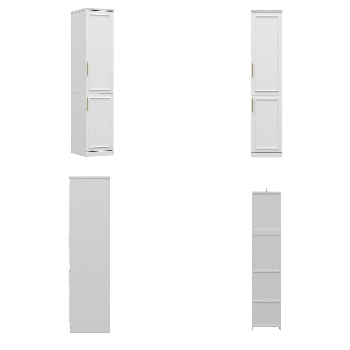 FUFU&GAGA Narrow Wardrobe Closet with 2 Doors, Modern White Bedroom Armoire with Gold Handles, Modern Clothes Storage Cabinet with Shelves, Hanging Rod, 15.7”W x 19.3”D x 74.8”H FUFU&GAGA