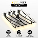 Samhapyrom Full Floating Bed Frame with LED Lights, Heavy Duty Metal Platform Bed with Anti-Slip Mattress Holder, Easy Assembly, No Box Spring Needed, Noise Free for Bedroom Samhapyrom