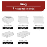 MUXHOMO 7 Pieces King Comforter Set, Reversible Bed in a Bag King Size, All Season Bedding Set with Comforter, Flat Sheet, Fitted Sheet, Pillowcases & Shams, Red & Black MUXHOMO