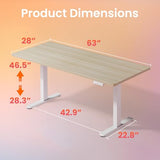HUANUO 63 x 28 inch Electric Standing Desk Adjustable Height, 4 Memory Height Settings, Sit Stand Up Desk for Home Office & Computer Workstation, Light Walnut HUANUO