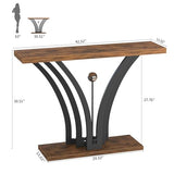 MJOMKN 42.5 Inch Entryway Table, Industrial Console Tables Behind The Couch Sofa, Narrow Wood Accent Table for Entrance, Hallway, Living Room, Foyer, V-Shaped Metal Frame, Rustic Brown MJOMKN