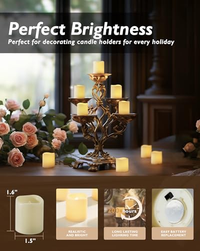 Homemory 24Pack Flickering Flameless Votive Candles, 200+Hour Electric Fake Candles, Battery Operated LED Tealight for Wedding, Outdoor, Table, Festival (Warm White,Battery Included) Homemory