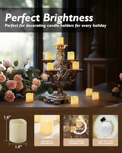 Homemory 24Pack Flickering Flameless Votive Candles, 200+Hour Electric Fake Candles, Battery Operated LED Tealight for Wedding, Outdoor, Table, Festival (Warm White,Battery Included) - WoodArtSupply