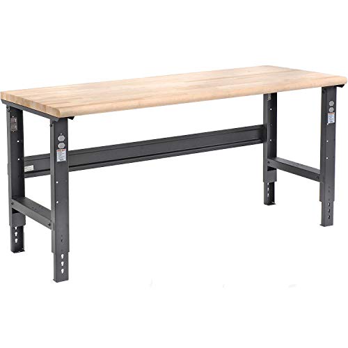 Global Industrial Adjustable Height Workbench C-Channel Leg, 72" W x 36" D, 1-3/4" Maple Top Safety Edge, Black - WoodArtSupply