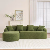 99" Oversized Curved Sectional Sofa with Chaise, Modern L-Shaped Chenille Cloud Couch, Extra Wide Deep Seat 4-Seater Couch with Pillows for Living Room, Apartment, or Home Theater, Green TTK
