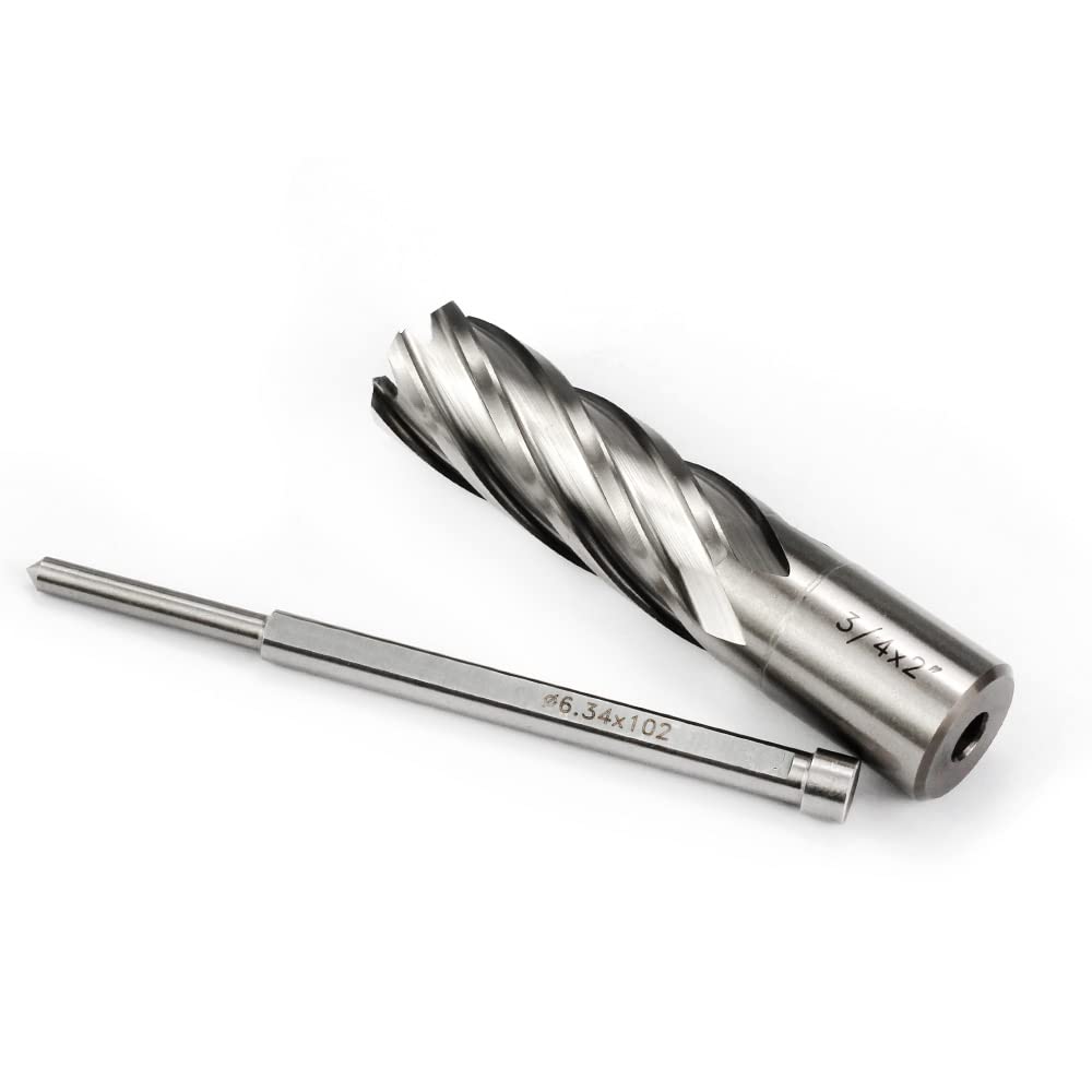 OSCARBIDE Annular Cutter 3/4 inch Cutting Diameter 2 inch Depth of Cut,3/4 inch Weldon Shank 2 Flat Mag Drill Bit with Pilot Pin for Magnetic Drill Press,1 Piece OSCARBIDE