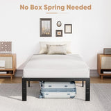 DUMOS Twin Size Bed Frame - Metal Platform Bed Frame Mattress Foundation with Steel Slat Support, No Box Spring Needed, Storage Space Under Base, Easy Assembly, Black DUMOS