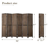 WelFurGeer 6 Panel Room Divider Screen - 360° Adjustable Folding Panels for Privacy, Bedroom, Living Room & Patio, Handcrafted Decorative Room Divider, Freestanding Divider for Room Separation (Brown) WelFurGeer
