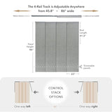 GoDear Design Adjustable Sliding Closet Door Blinds 45.8"- 86" W x 96" H, Extendable Panel Track Vertical Blinds for Sliding Doors, Shimmering Trimmable Fabric Panel Curtains, Semi-Sheer, Moonstone GoDear Design