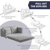 ZAFLY Modern 3-in-1 Convertible Sofa Bed, 84 Inch Tri-Fold Multi-Function Floor Sofa, Space-Saving Futon Couch Bed, Pull-Out Loveseat Sleeper, Ideal for Apartments, Dorms & Offices, Light Grey ZAFLY