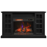 duraflame® Electric Fireplace Media Mantel for TVs up to 65 inches and Farmhouse Storage Cabinets, Black Embossed Ash Duraflame