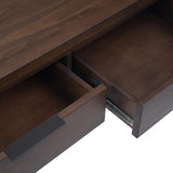 SIMPLIHOME Hollander Console Table - 60 Inch Wide Solid Wood Sofa Table in Warm Walnut Brown, Contemporary Storage Table for Entryway or Living Room with 3 Drawers and Sleek Metal Hardware SIMPLIHOME